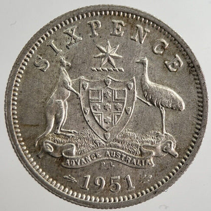 1951 Australia Sixpence Silver Coin | Very High Grade | a8524