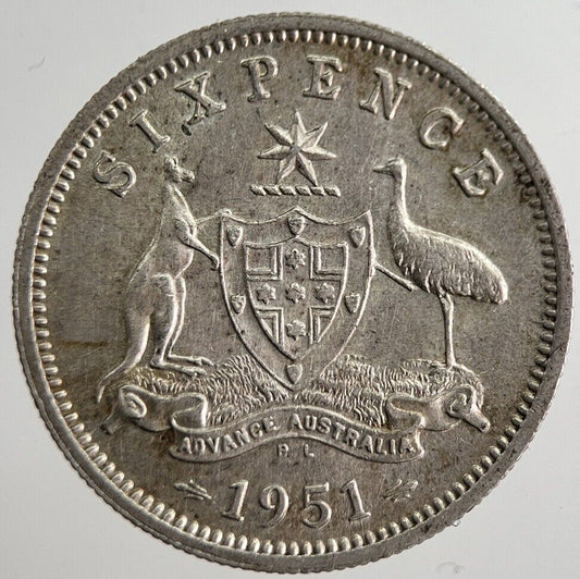 1951 Australia Sixpence Silver Coin | Very High Grade | a8524