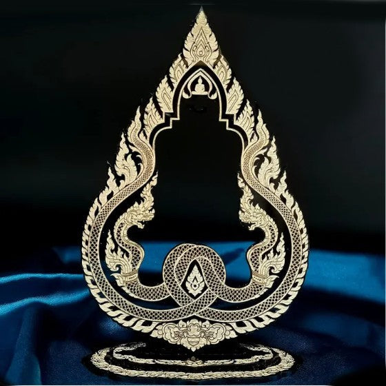 Black & Gold Thai Buddha Themed Hanging Charm / Amulet / Medal Display Stand
