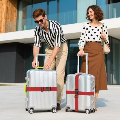 2 x Black Adjustable Strong Safety Travel Suitcase Luggage Baggage Straps Belt