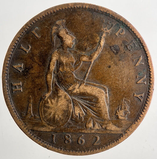 1862 Victoria Half-Penny Coin | Fine Collectable Grade | a9541