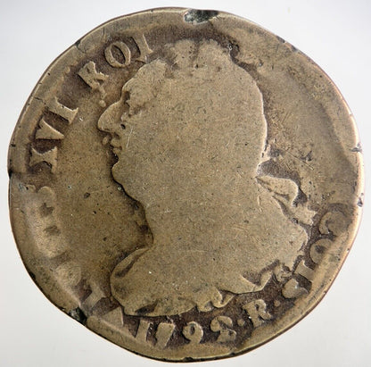 1792 Louis XVI France 2 Sol Coin | Collectable Grade | a9527
