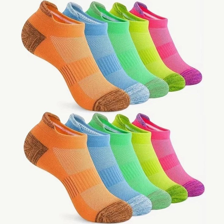 10 Pair Pack Womens Trainer Multicoloured Ankle Cotton Low Cut Sports Socks
