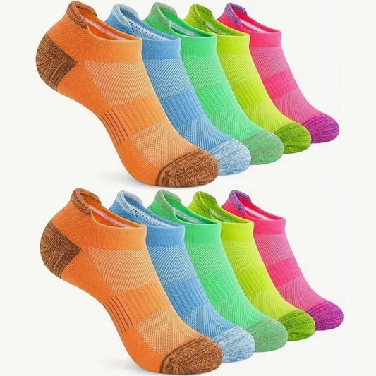 10 Pair Pack Womens Trainer Multicoloured Ankle Cotton Low Cut Sports Socks