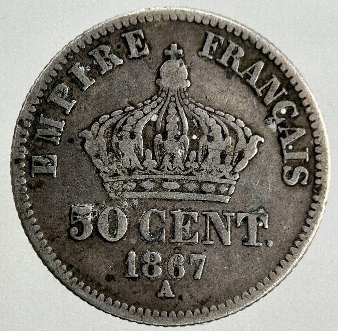 1867 France 50 Centimes Silver Coin | Fine Collectable Grade