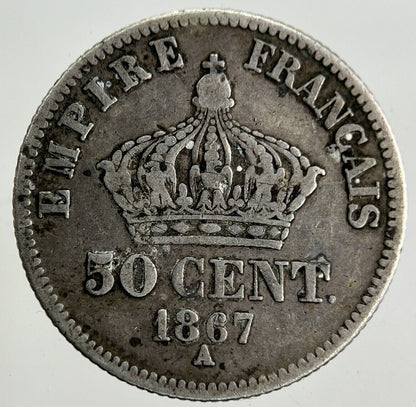 1867 France 50 Centimes Silver Coin | Fine Collectable Grade