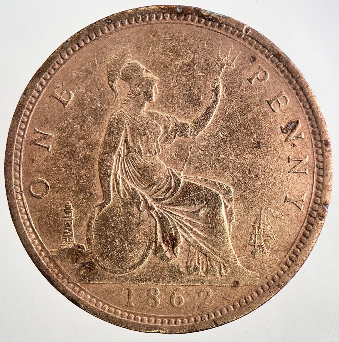 1862 Victoria One Penny Coin | Fine Collectable Grade | a9547