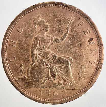 1862 Victoria One Penny Coin | Fine Collectable Grade | a9547