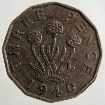 1940 George VI Brass Threepence Coin | Fine Collectable Grade