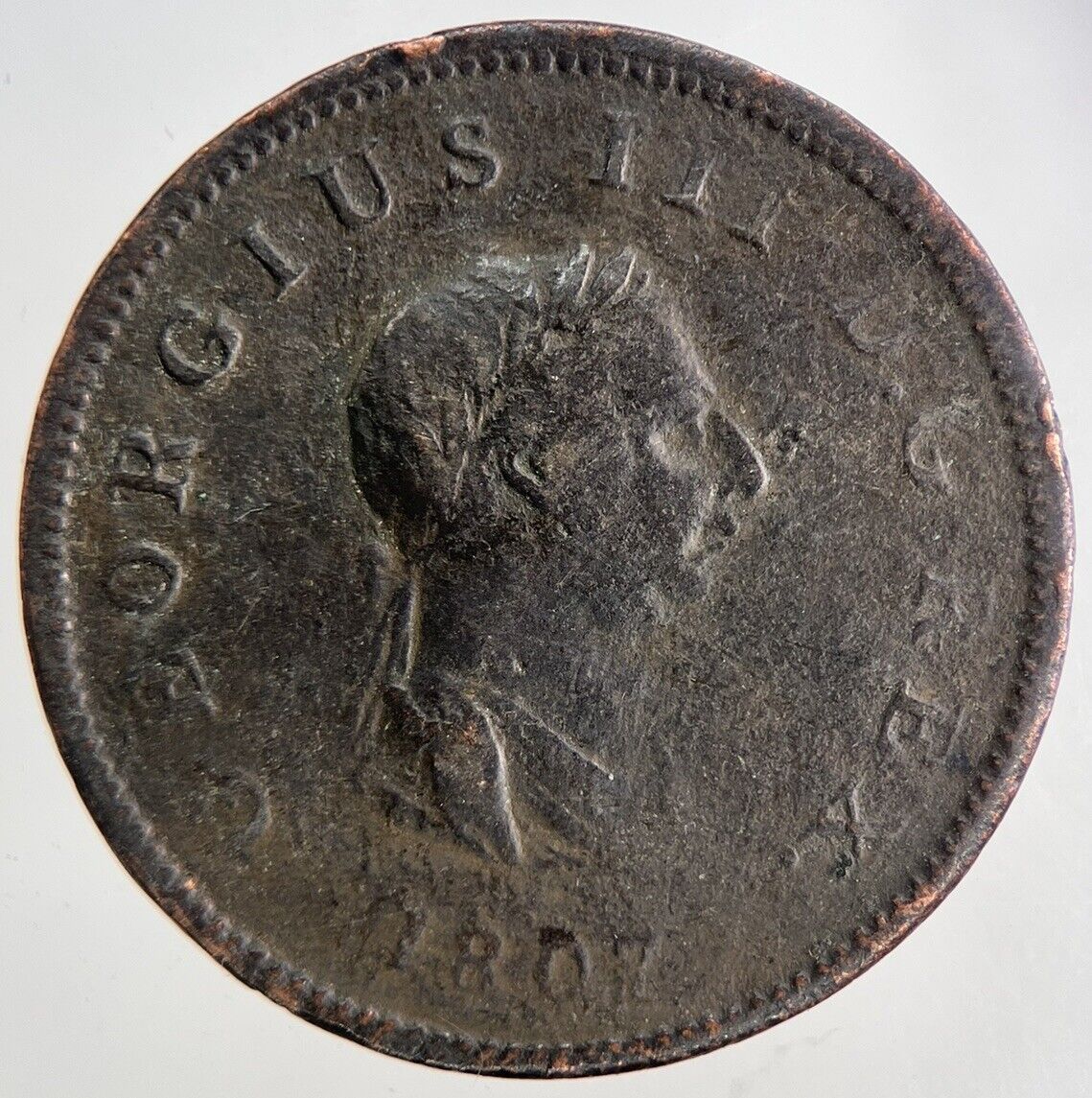 1807 George 3rd III Half-Penny British Coin | Fine Collectable Grade | a6804