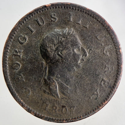 1807 George 3rd III Half-Penny British Coin | Fine Collectable Grade | a6804