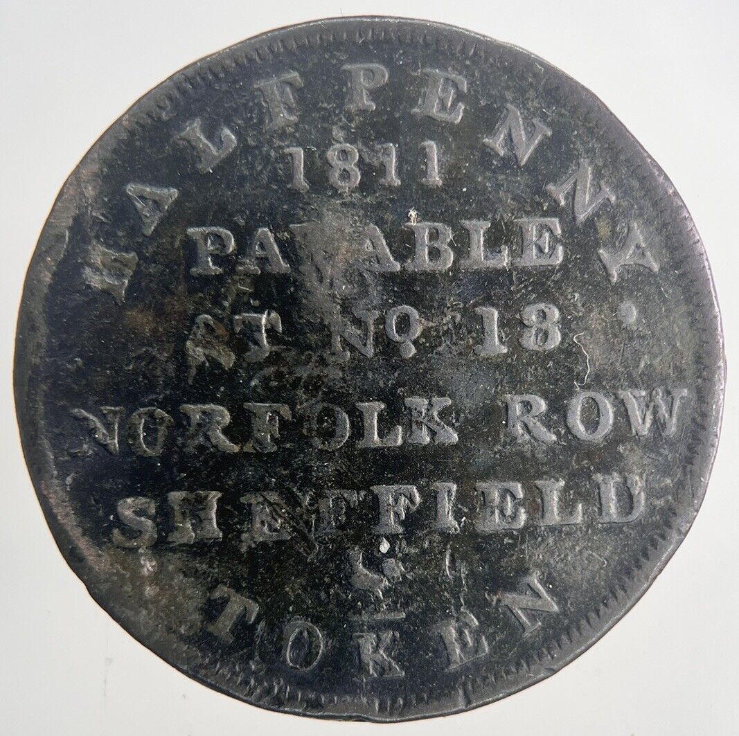1811 Norfolk Row Sheffield Half-Penny Token Coin | Collectable Grade | a6824