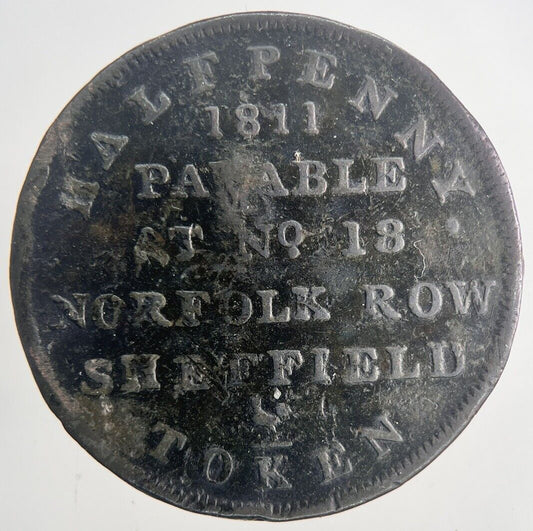1811 Norfolk Row Sheffield Half-Penny Token Coin | Collectable Grade | a6824