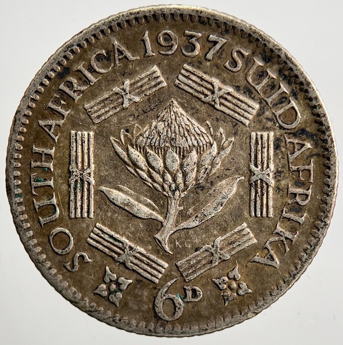 1937 South Africa Sixpence Silver Coin | Fine Collectable Grade