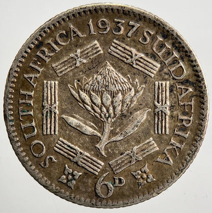 1937 South Africa Sixpence Silver Coin | Fine Collectable Grade