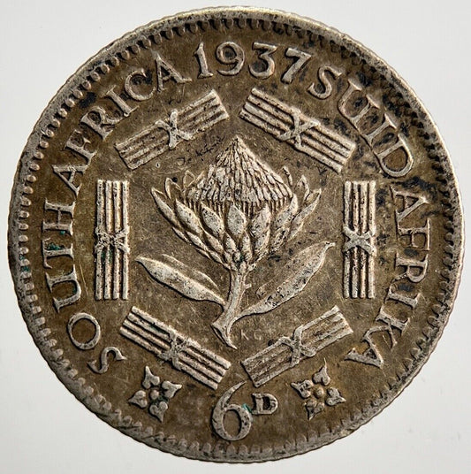 1937 South Africa Sixpence Silver Coin | Fine Collectable Grade