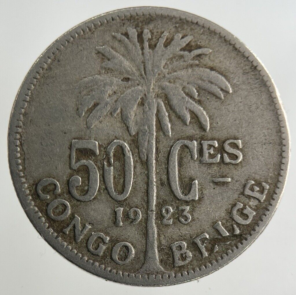 1923 Belgium Africa Congo 50 Centimes Coin | Collectable Grade