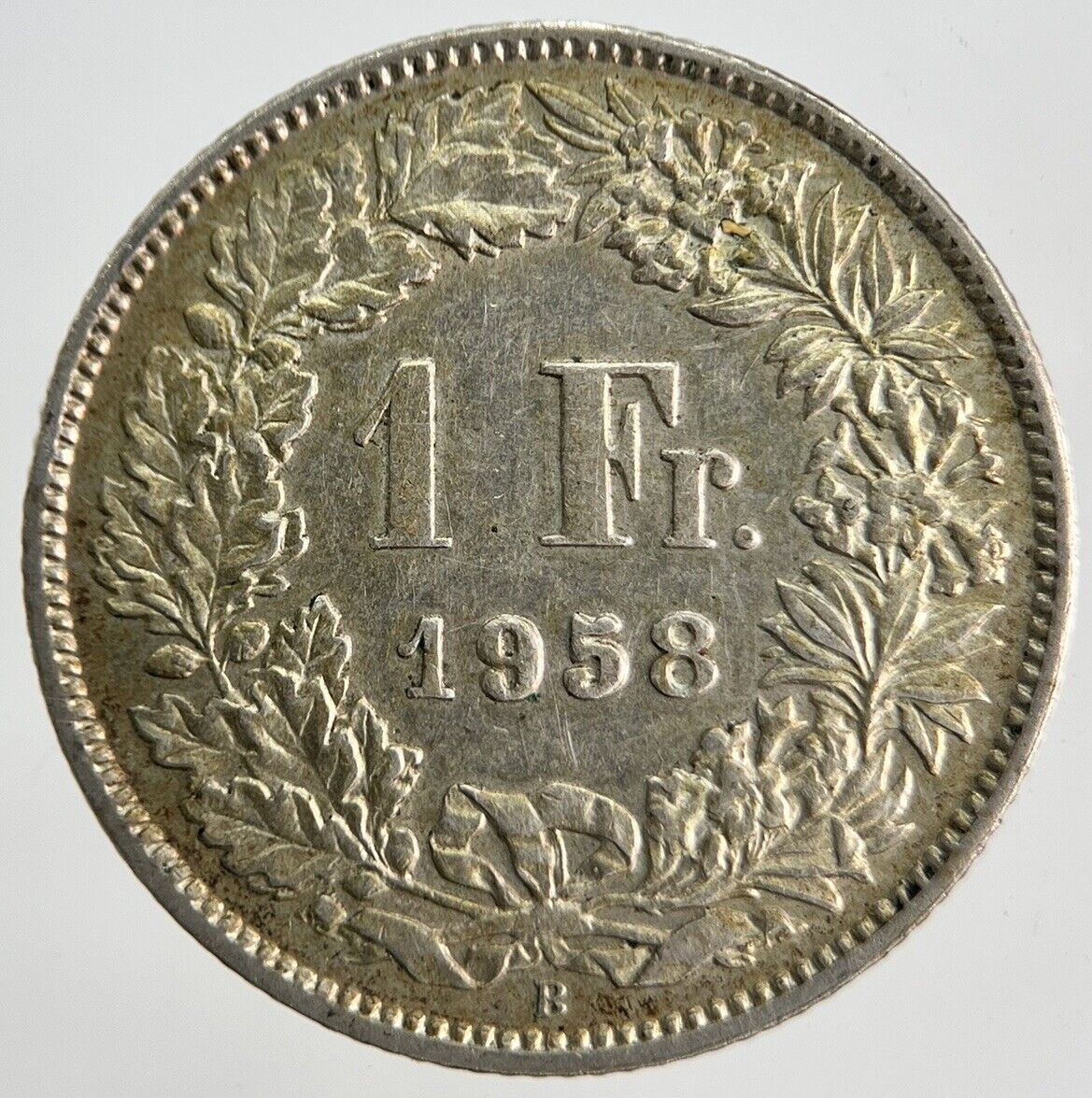 1958-B Swiss 1 One Franc Silver Coin | Very High Grade | a1848