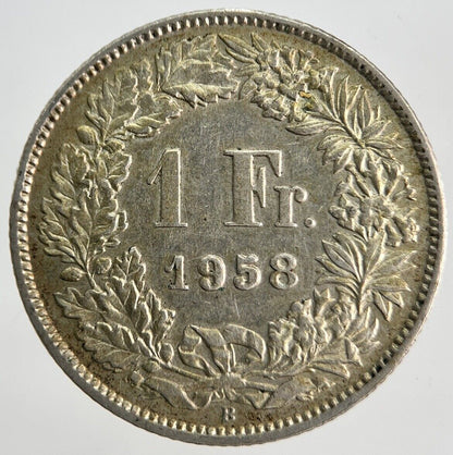 1958-B Swiss 1 One Franc Silver Coin | Very High Grade | a1848