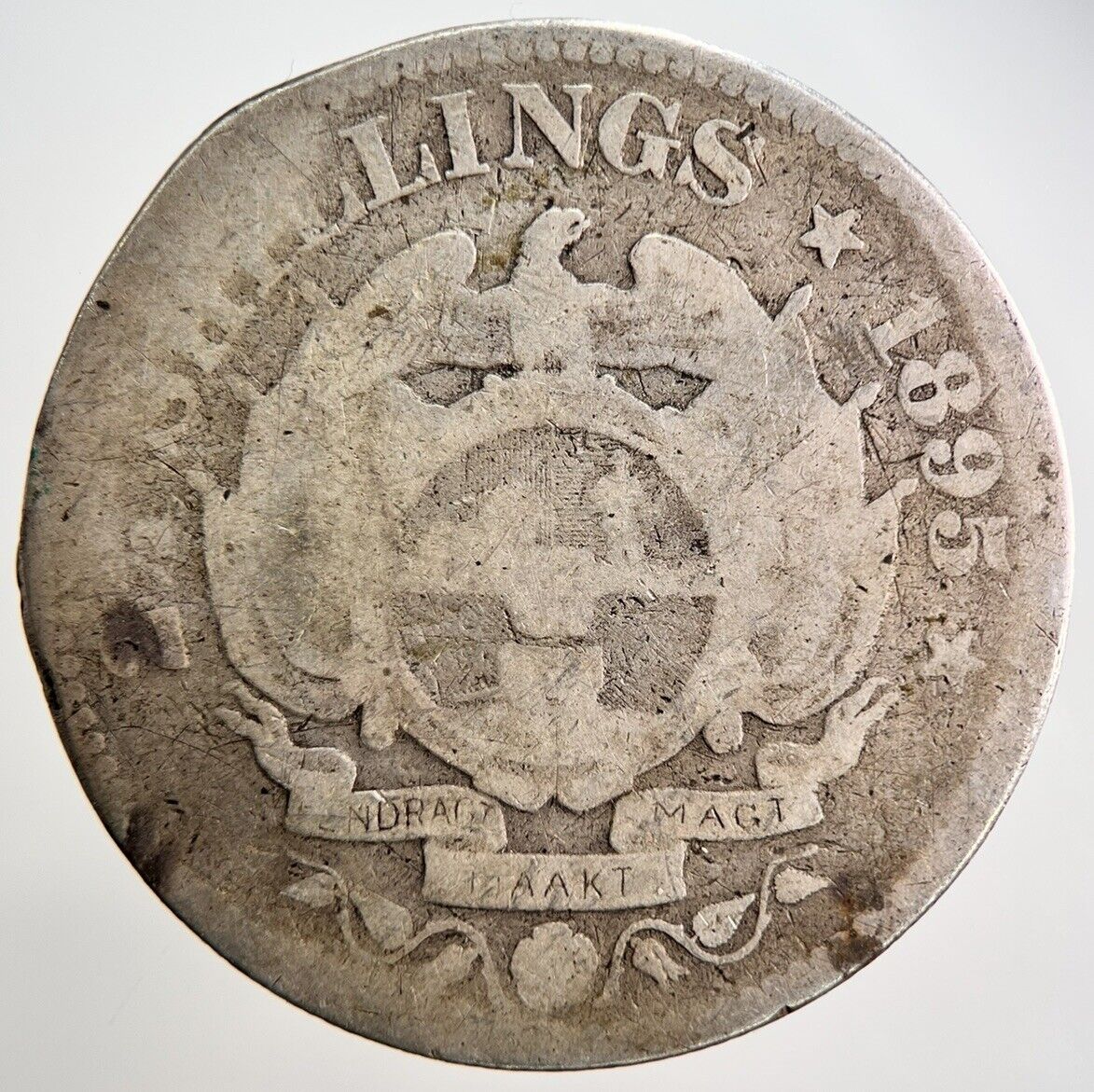 1895 South Africa 2 1/2 Shillings Silver Coin | Fair Grade