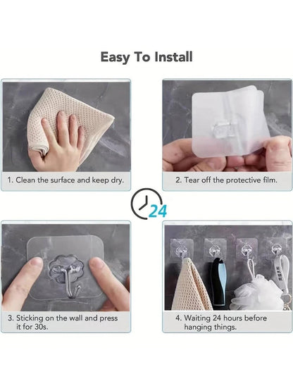 10 x Wall Hooks Hanging Adhesive Hooks - No Drilling for Clothes Kitchen & Bath