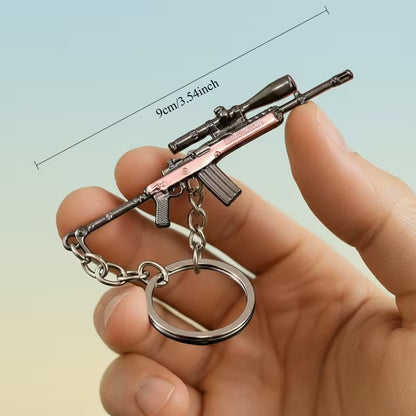Mini Metal US Scoped Assault Rifle Gun Shaped Keyring Premium Keychain Gift UK