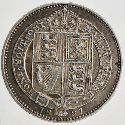 1887 Victoria Shilling Silver Coin | Very High Grade | a6810