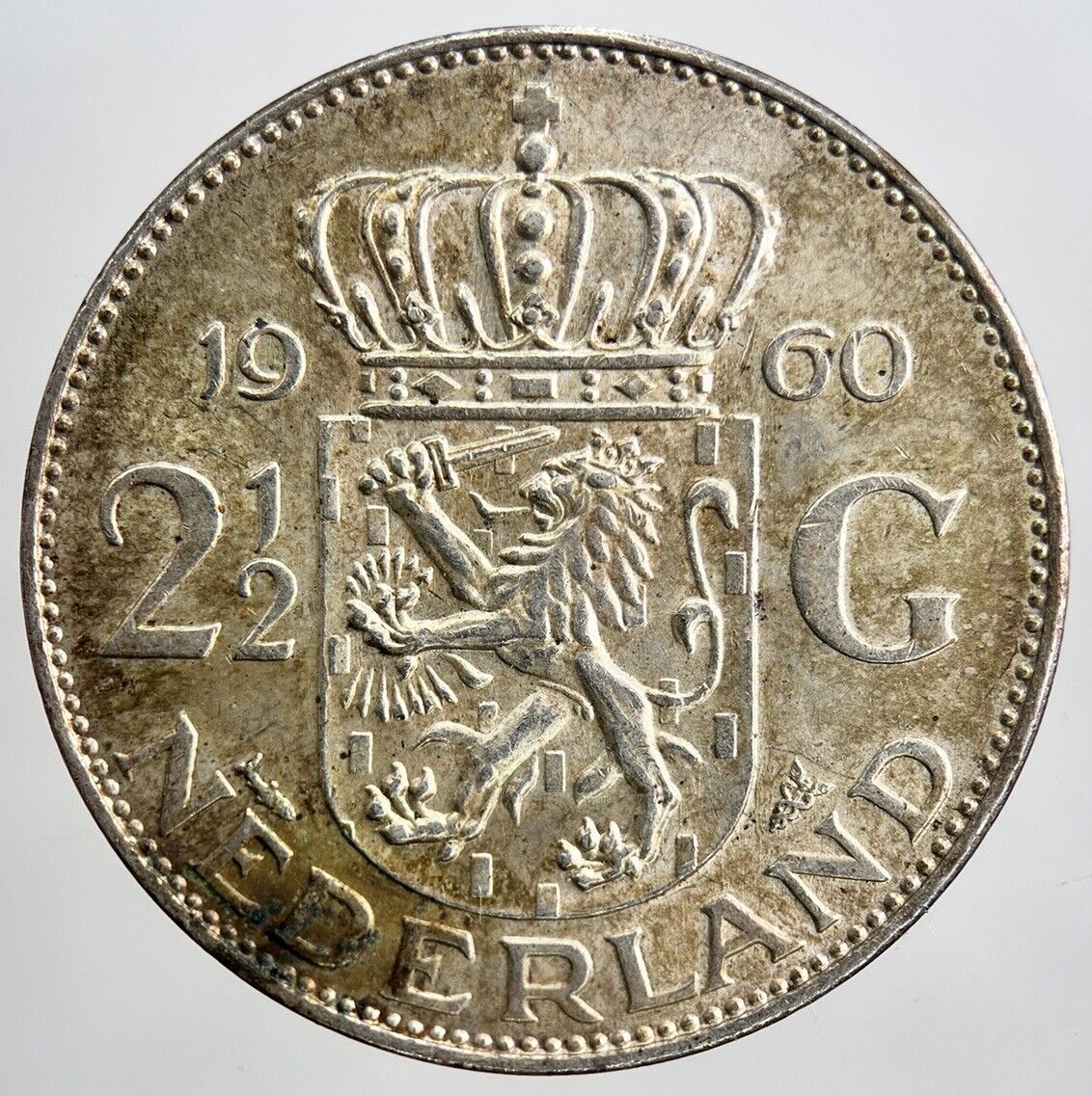 1960 Netherlands 2 1/2 Two Half Gulden Silver Coin | Very High Grade