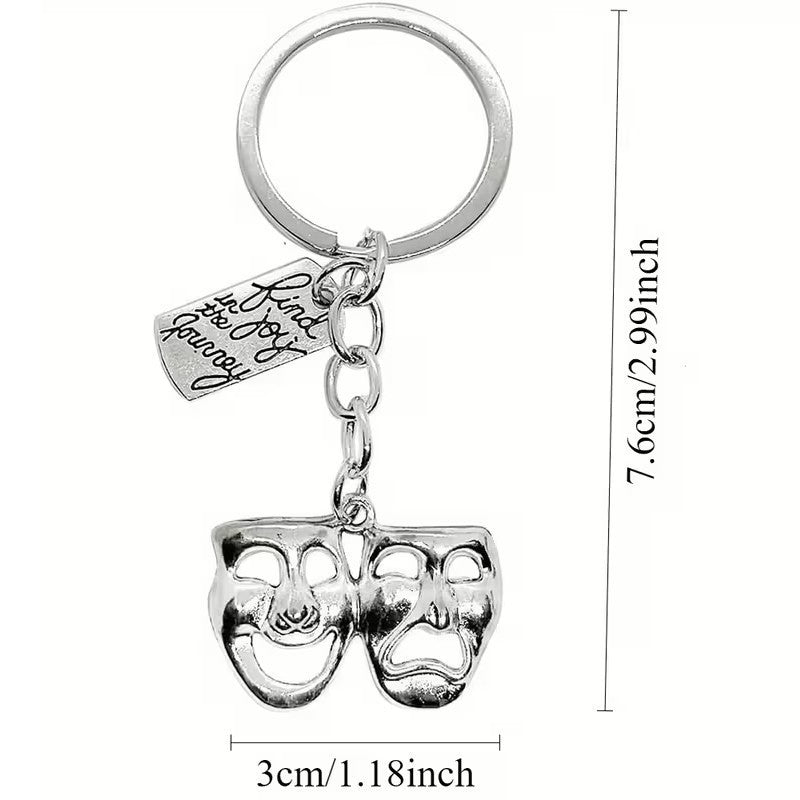 Metal Drama Theatre Comedy & Tragedy Masks Keyring Premium Keychain Gift UK