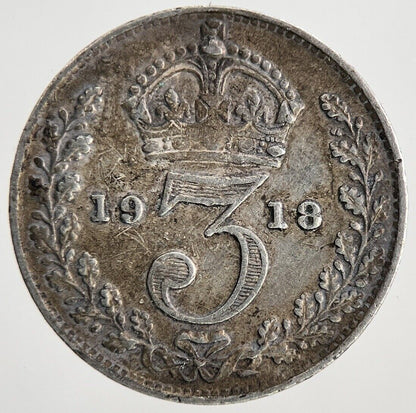 1918 George V Threepence Silver Coin | Fine Collectable Grade | a6932