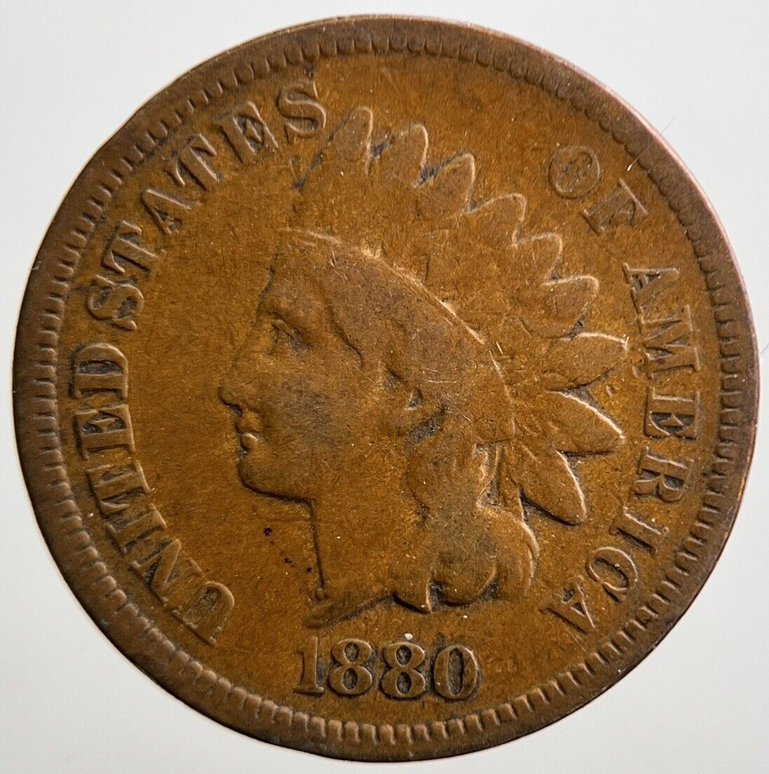 1880 US USA Indian Head One 1 Cent Copper Coin | Collectable Grade | a2763