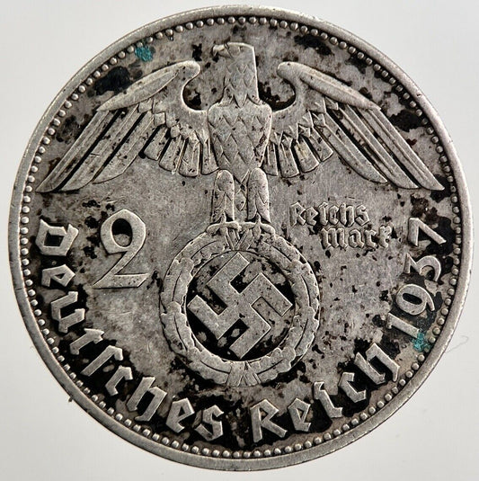 1937-A Germany Nazi 2 Mark Silver Coin | Very High Grade