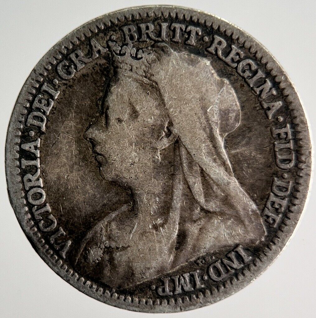 1900 Veiled Head Victoria Threepence Silver Coin | Collectable Grade | a4031
