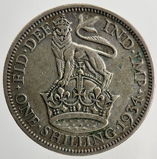 1934 George V Shilling British Silver Coin | Fine Collectable Grade | a6421
