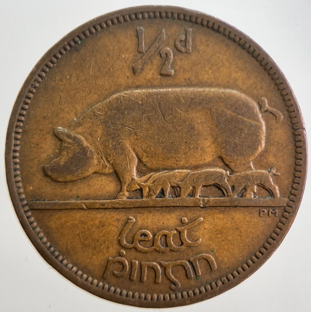 1943 Irish Half-Penny 1/2d Pig Coin | Very High Grade