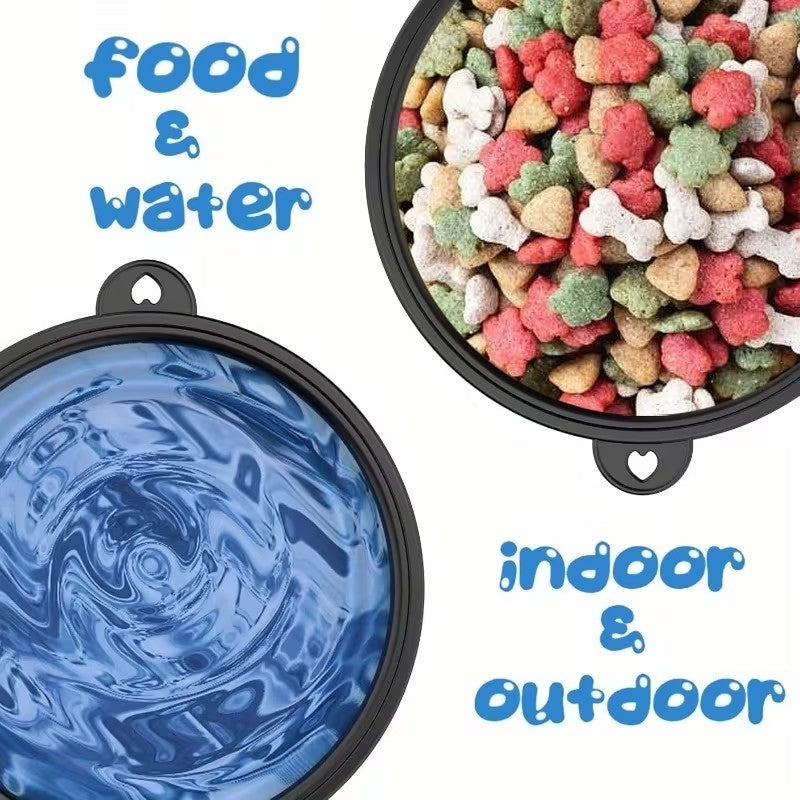 350ml Blue Pet Supplies Folding Bowl Portable Pet Folding Travel Cat Dog Bowl