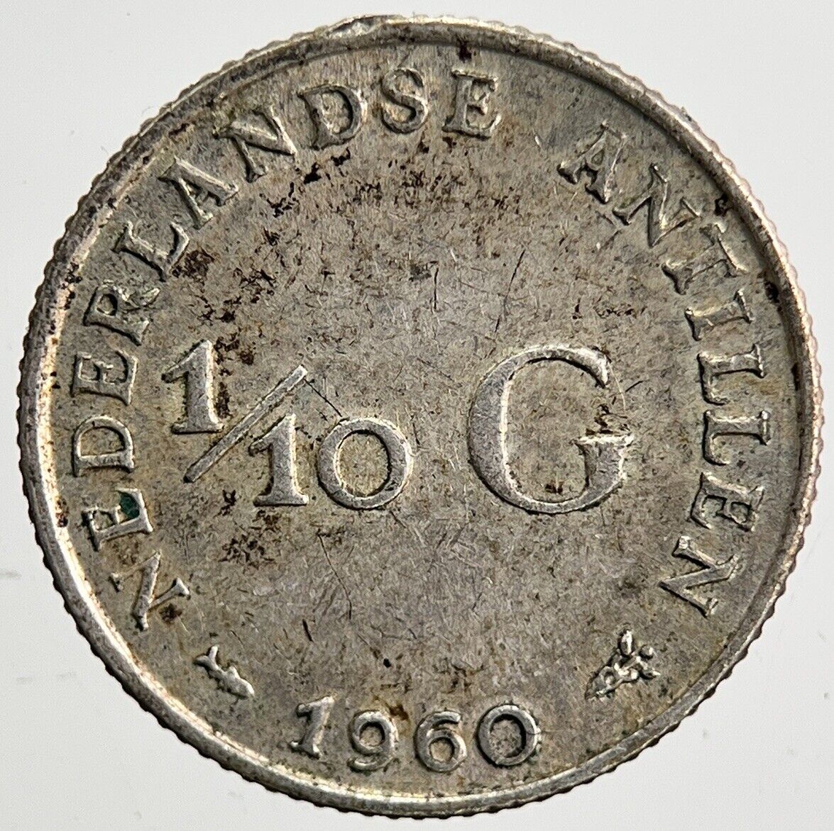 1960 Netherlands 1/10 Gulden Silver Coin | Very High Grade