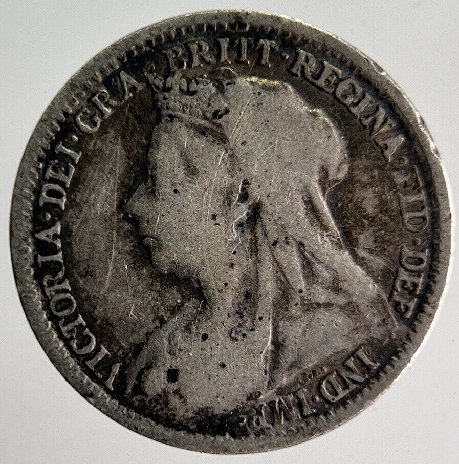1897 Veiled Head Victoria Threepence Silver Coin | Collectable Grade | a4017