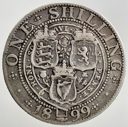 1899 Veiled Head Victoria Shilling Silver Coin | Collectable Grade | a589