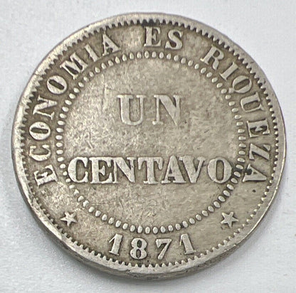 1871 - S Chile One Un Centavo Coin | Collectable Grade | a1409
