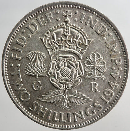 1944 George VI Florin British Silver Coin | Very Fine Grade | a6374