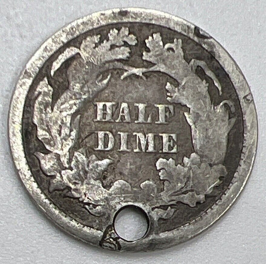 1872 US USA Liberty Seated Half Dime | Silver Coin | Fair Grade