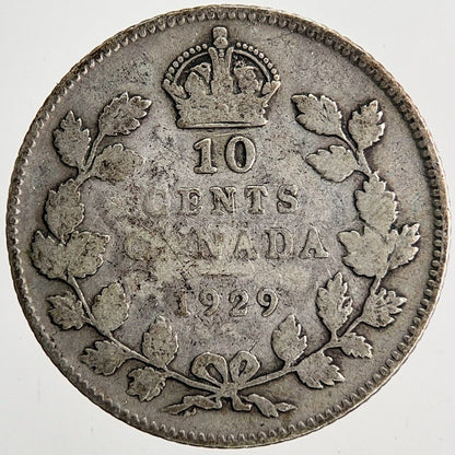 1929 Canada 10 Cents Silver Coin | Collectable Grade | a6390