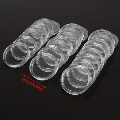 10 x 25mm Coin Cases Protective Capsules Holder Plastic Clear Round Storage Box