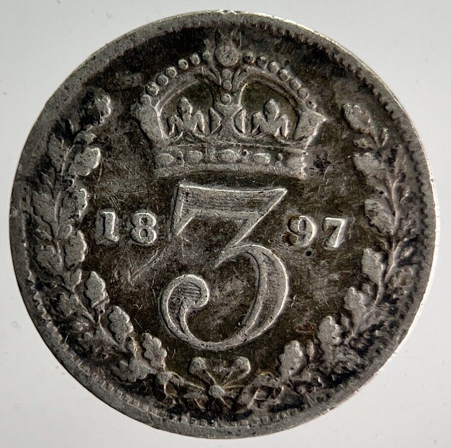1897 Veiled Head Victoria Threepence Silver Coin | Collectable Grade | a4017