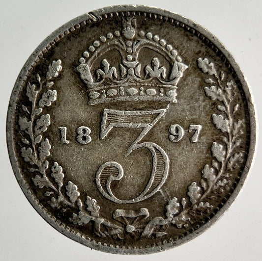 1897 Veiled Head Victoria Threepence Silver Coin | Collectable Grade | a4014