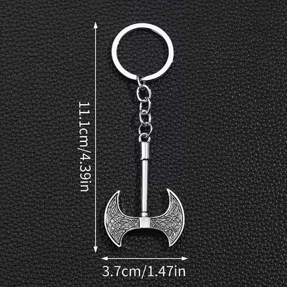 Metal Viking Double Headed Axe Shaped Keyring Premium Keychain Gift UK