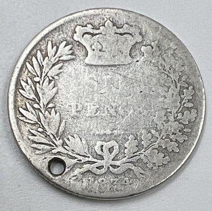 1834 William IV Sixpence | British Silver Coin | Worn Grade