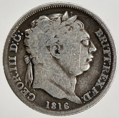 1816 George III 3rd Sixpence Silver Coin | Fine Collectable Grade | a6811