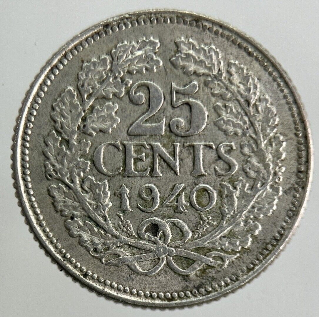 1940 Netherlands 25 Cents Coin | Very High Grade